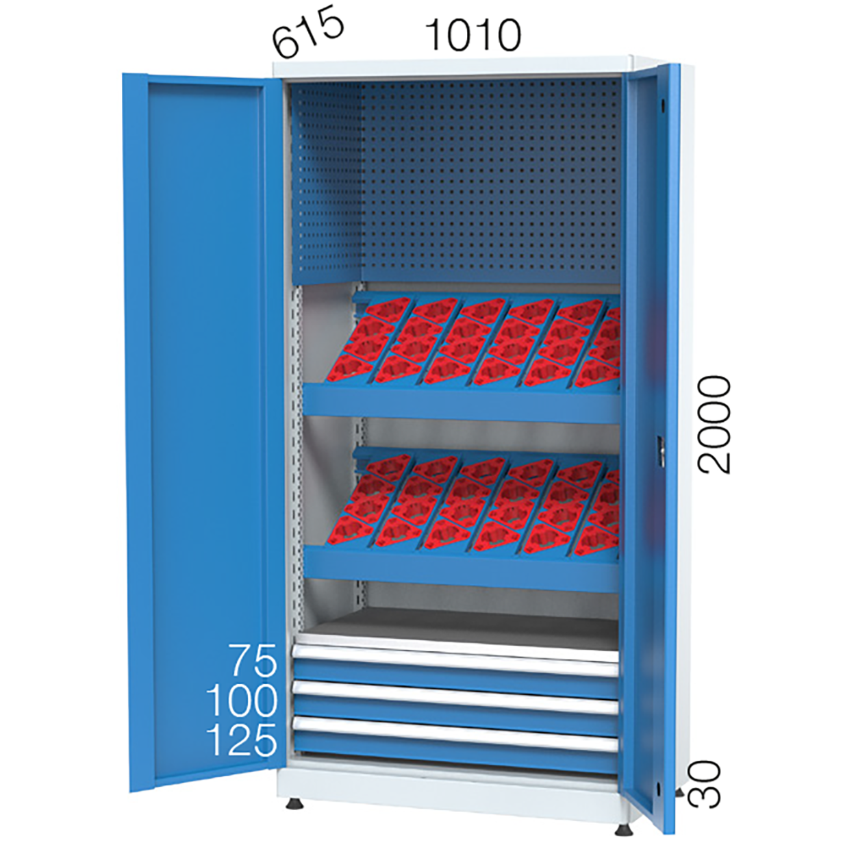 2120 - 2 CNC TUTUCU RAFLI, 3 ÇEKMECELİ ASKI PANOLU CNC DOLABI