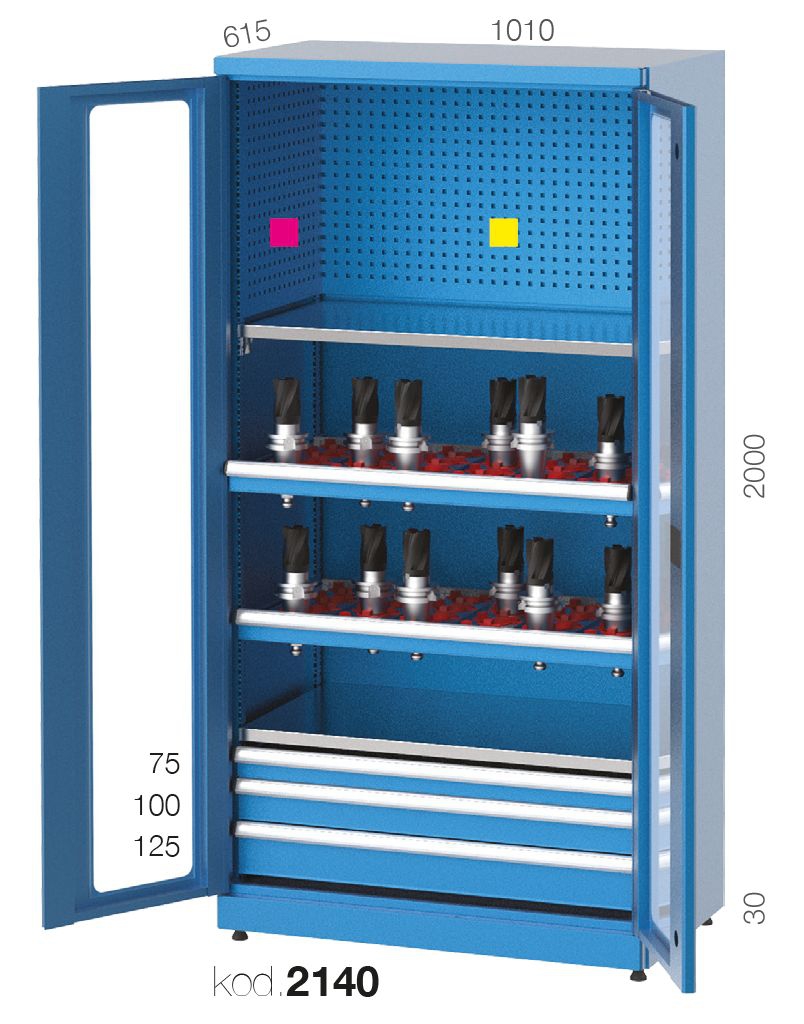 2140 - 2 CNC RAFLI, 3 ÇEKMECELİ MALZEME DOLABI
