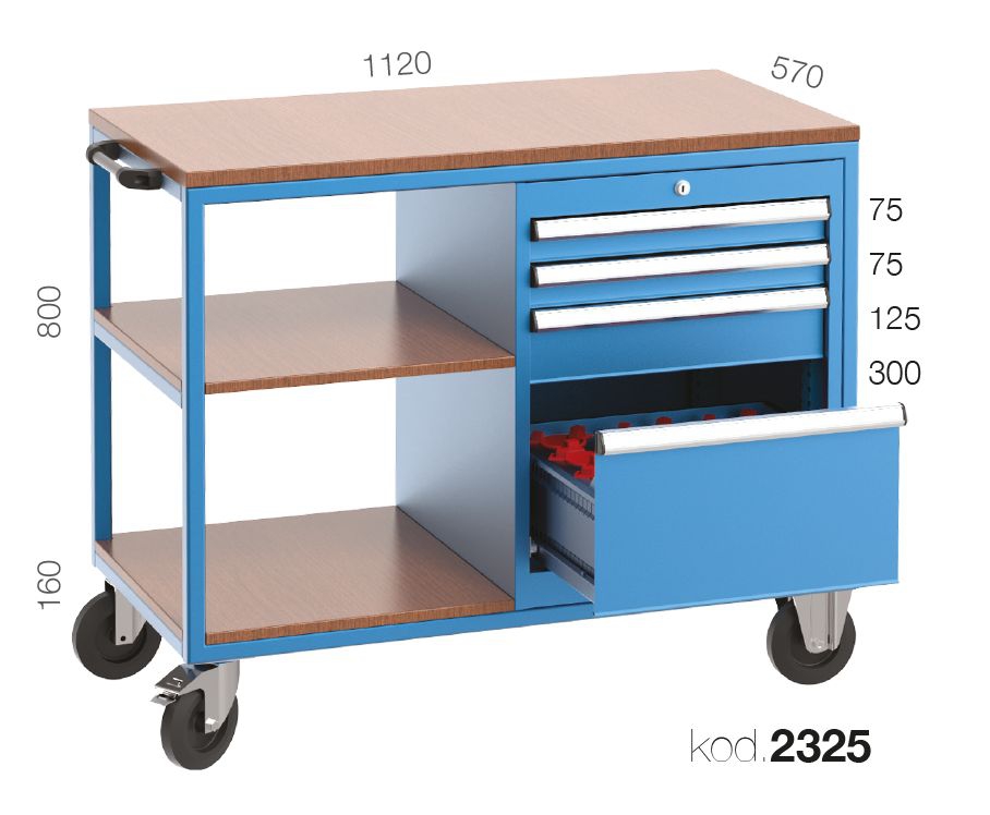 2325 - 4 ÇEKMECELİ, 2 SABİT RAFLI CNC DOLABI VE ÇALIŞMA MASASI,CNC