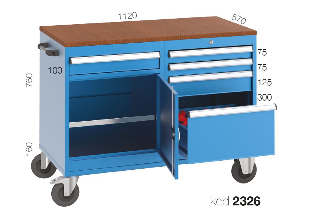 2326 - 5 ÇEKMECELİ, 1 KAPAKLI CNC DOLABI, ÇALIŞMA MASASI