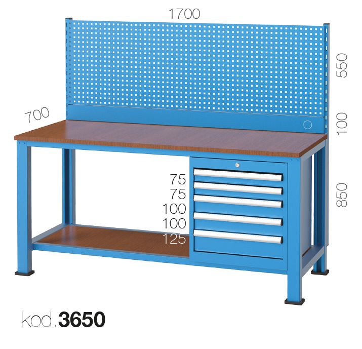 3650 - ASKI PANOLU 5 ÇEKMECELİ ÇALIŞMA TEZGAHI