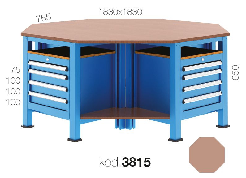 3815 - 16 ÇEKMECELİ SEKİZGEN ÇALIŞMA TEZGAHI
