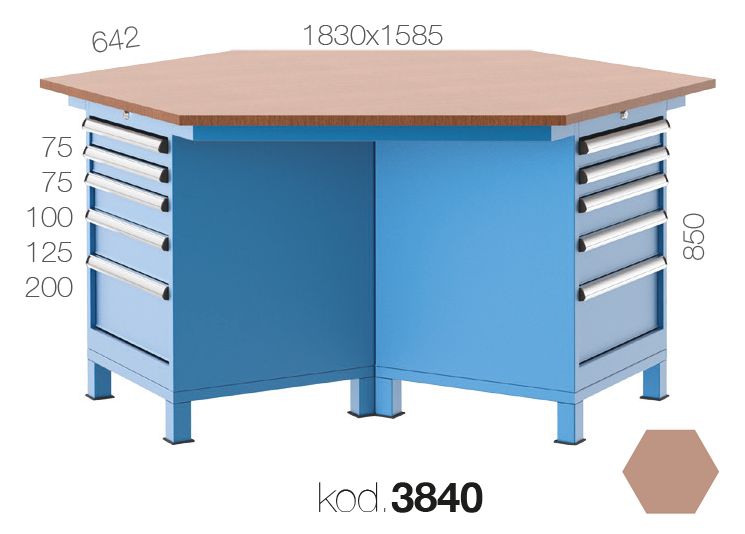 3840 - 3 DOLAPLI, 15 ÇEKMECELİ ALTIGEN ÇALIŞMA TEZGAHI