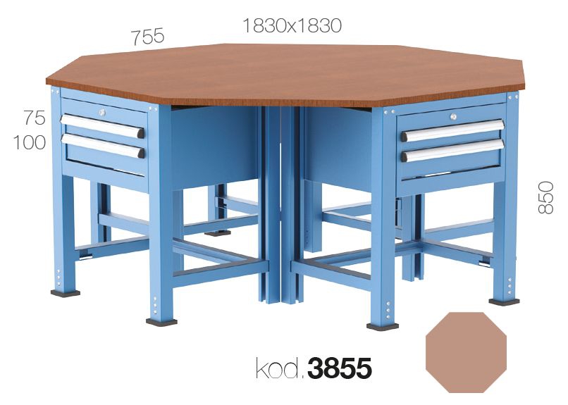 3855 - 4 DOLAPLI 8 ÇEKMECELİ SEKİZGEN ÇALIŞMA TEZGAHI