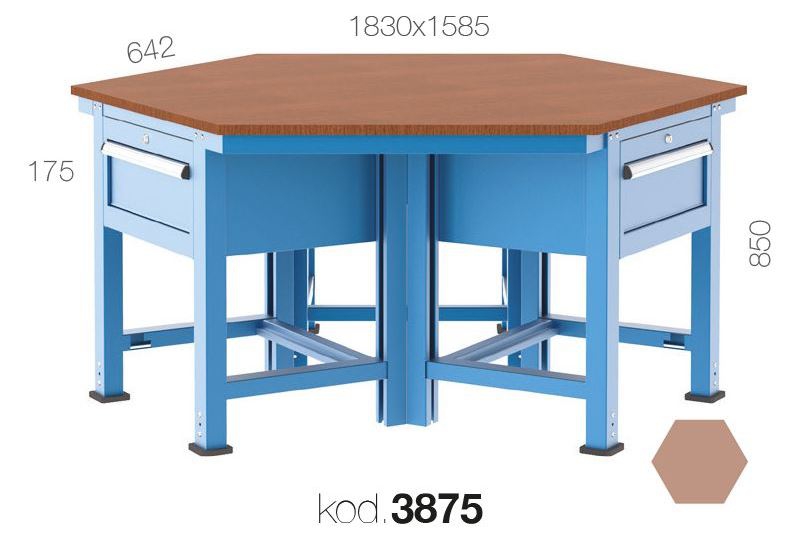 3875 - 3 DOLAPLI, 3 ÇEKMECELİ ALTIGEN ÇALIŞMA TEZGAHI