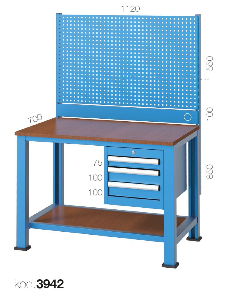 3942 - 3 ÇEKMECELİ ASKI PANOLU KISA ÇALIŞMA TEZGAHI