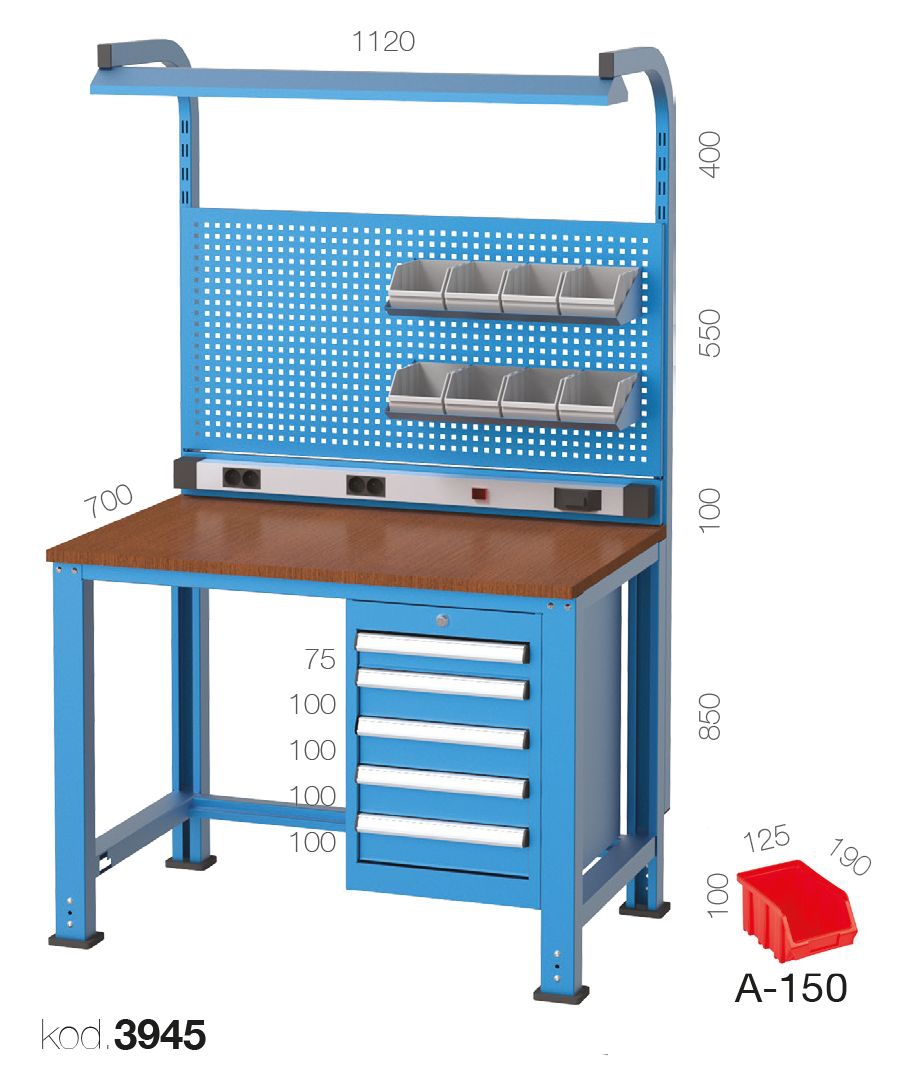 3945 - 5 ÇEKMECELİ ASKI PANOLU, FLORASANLI ELEKTRİKLİ KISA ÇALIŞMA TEZGAHI