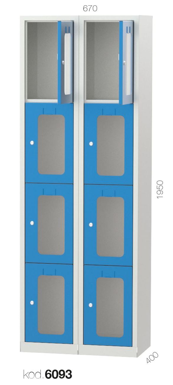 6093 - 8 KAPILI ŞEFFAF KAPILI PERSONEL DOLABI