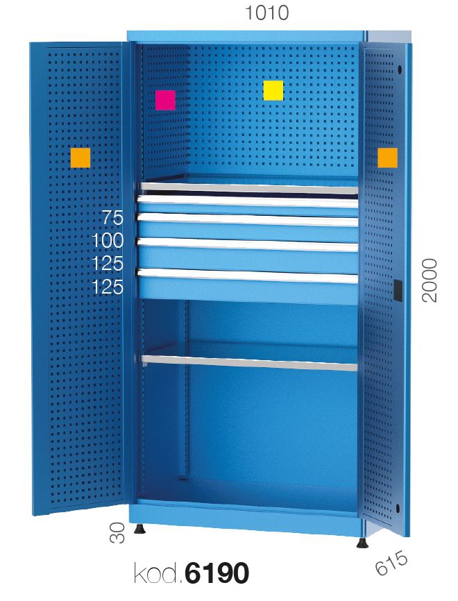 6190 - 4 ÇEKMECELİ VE İÇİ ASKI SACLI MALZEME DOLABI