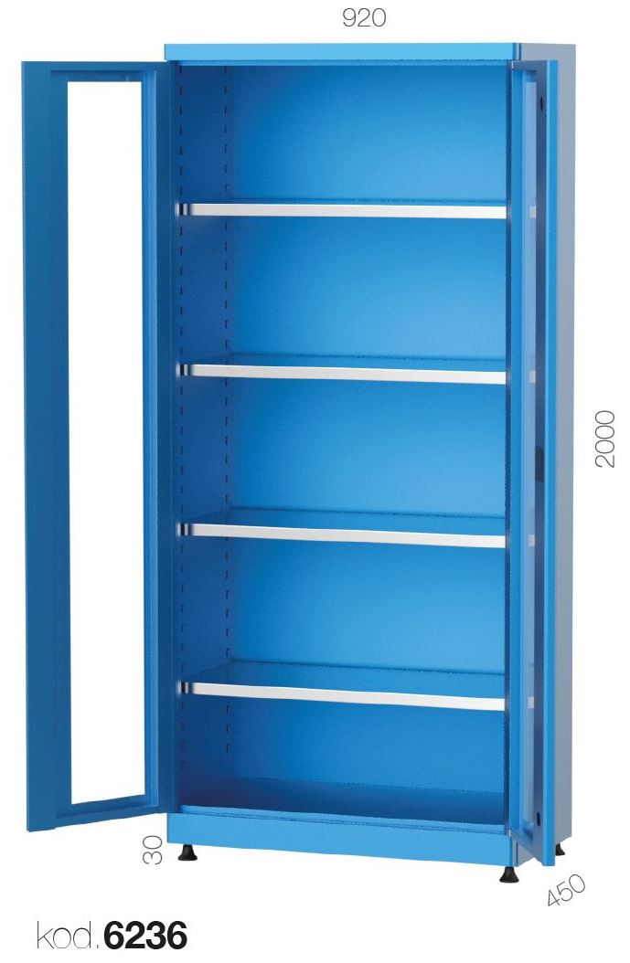6236 - 4 RAFLI, PLEKSİ KAPILI MALZEME DOLABI