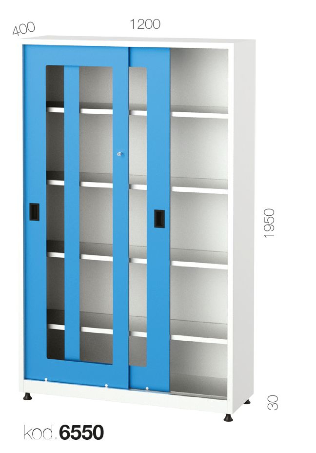6550 - 4 RAFLI, PLEKSİ SÜRGÜ KAPILI DOLAP