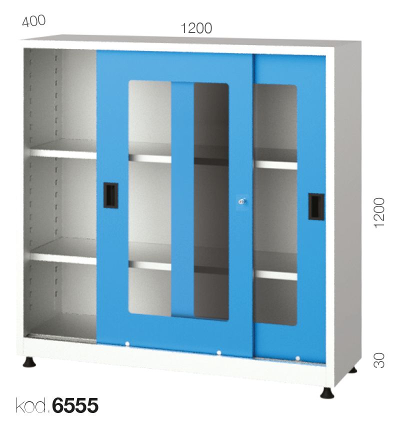 6555 - 2 RAFLI, PLEKSİ SÜRGÜ KAPILI KISA DOLAP