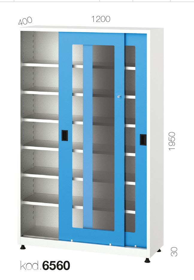6560 - 6 RAFLI, PLEKSİ SÜRGÜ KAPILI DOLAP