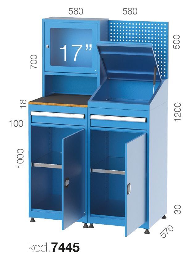 7445 - 2 ÇEKMECELİ, FORMEN DOLAPLI, ASKI PANELLİ BİLGİSAYAR