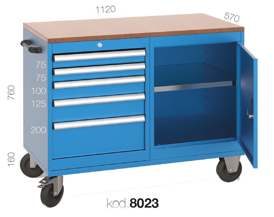 8023 - 5 ÇEKMECELİ VE DOLAPLI ÇALIŞMA ARABASI,ÇALIŞMA ARABALARI