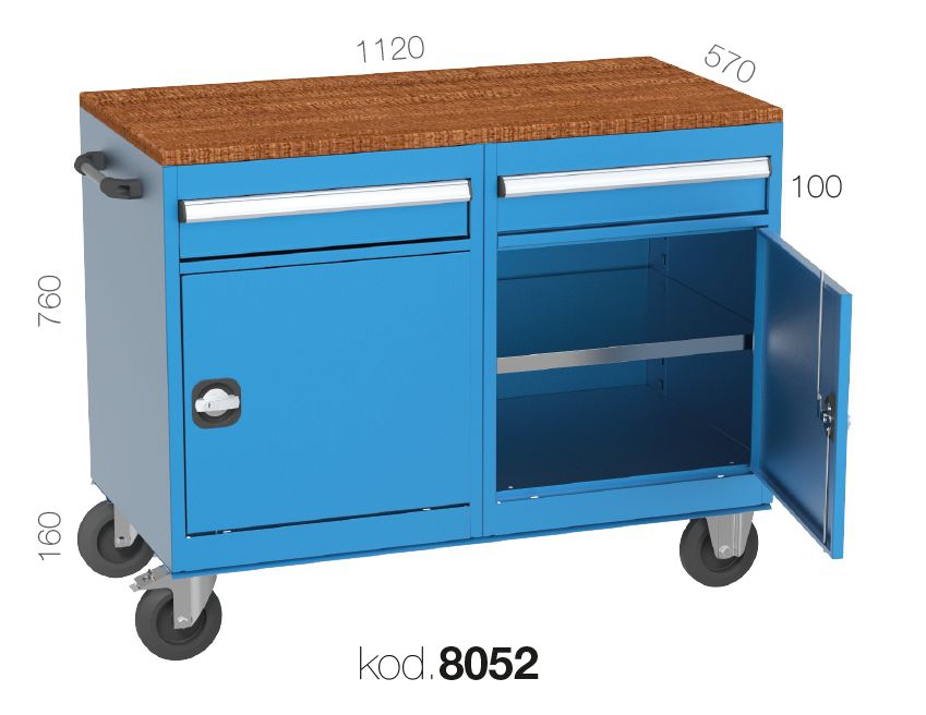 8052 - 2 DOLAPLI 2 ÇEKMECELİ TEKERLEKLİ ÇALIŞMA ARABASI