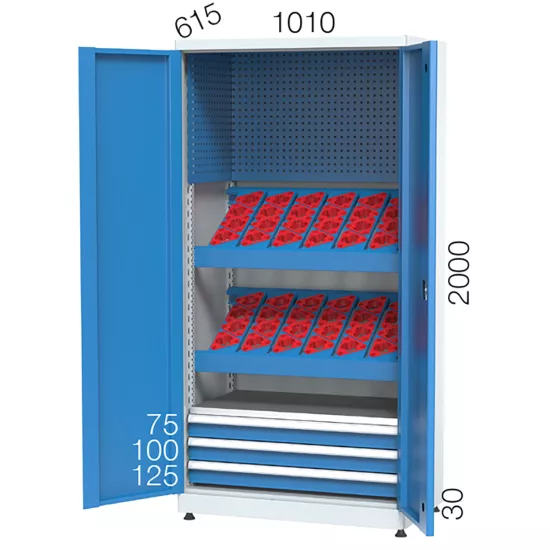 2120 - 2 CNC TUTUCU RAFLI, 3 ÇEKMECELİ ASKI PANOLU CNC DOLABI