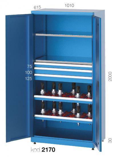2170 - 2 CNC RAFLI, 3 ÇEKMECELİ MALZEME DOLABI,CNC TAKIM DOLAPLARI