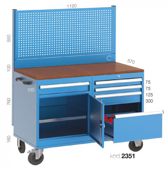 2351 - 5 ÇEKMECELİ, 1 KAPAKLI CNC DOLABI, TAKIM ASMA PANOLU ÇALIŞMA MASASI,CNC TAKIM DOLAPLARI