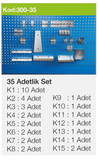 300-35 - 35 ADETLİK KANCA SETİ,TAKIM ASMA PANOLARI