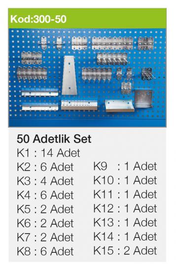 300-50 - 50 ADETLİK KANCA SETİ,TAKIM ASMA PANOLARI