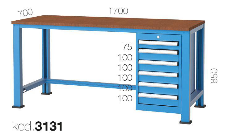 3131 - 6 ÇEKMECELİ ÇALIŞMA TEZGAHI,ÇALIŞMA TEZGAHLARI,1700 mm Altı Boş Masalar