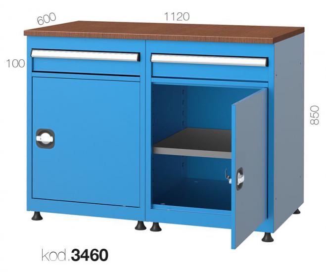 3460 - 2 ÇEKMECELİ YARIM KAPILI BANKO,ÇALIŞMA TEZGAHLARI,1120 mm Masalar