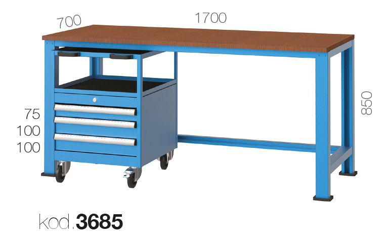 3685 - RAFLI, SEYYAR ARABALI ÇALIŞMA TEZGAHI,ÇALIŞMA TEZGAHLARI,1700 mm Altı Boş Masalar