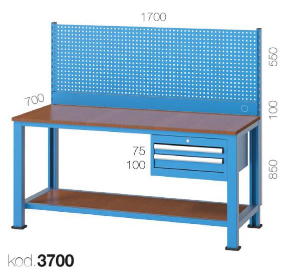 3700 - 2 ÇEKMECELİ ASKI PANOLU ÇALIŞMA TEZGAHI,ÇALIŞMA TEZGAHLARI,1700 mm Alt Raflı Masalar