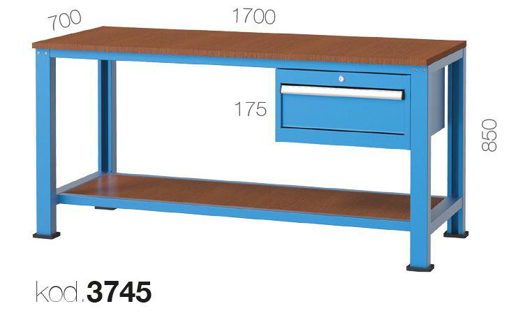 3745 - 1 ÇEKMECELİ ÇALIŞMA TEZGAHI,ÇALIŞMA TEZGAHLARI,1700 mm Alt Raflı Masalar