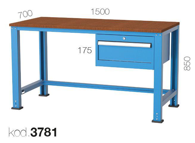 3781- TEK ÇEKMECELİ ORTA TİP ÇALIŞMA TEZGAHI,ÇALIŞMA TEZGAHLARI,1500 mm Masalar