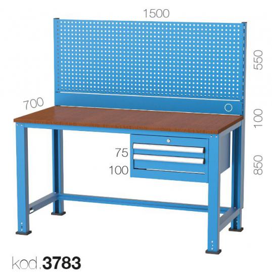 3783- 2 ÇEKMECELİ, ASKI PANOLU ORTA TİP ÇALIŞMA TEZGAHI,ÇALIŞMA TEZGAHLARI,1500 mm Masalar