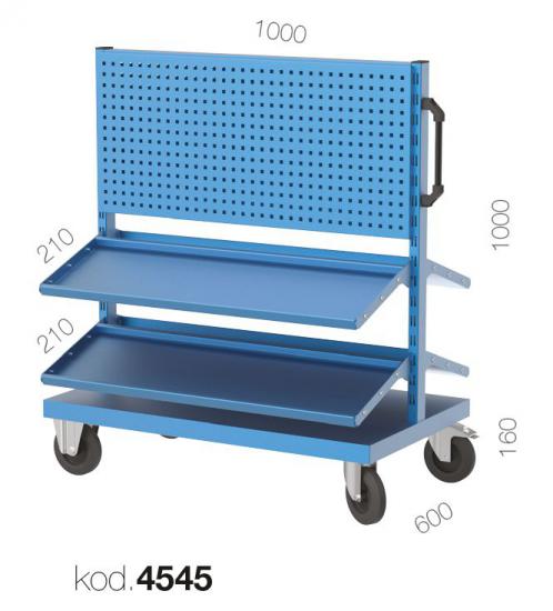 4545 - ÇİFT YÖNLÜ MALZEME RAFLI ASKI PANOLU TEKERLEKLİ STAND,AVADANLIK KUTULU SİSTEMLER,Askı Panolu Standlar