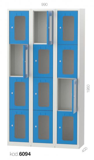 6094 - 12 KAPILI ŞEFFAF KAPILI PERSONEL DOLABI,PERSONEL DOLAPLARI,İş Güvenliği Dolapları (KKD)