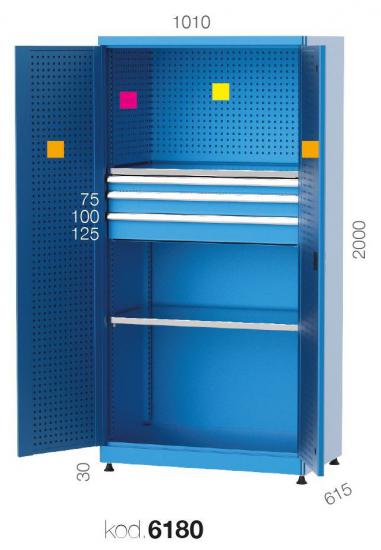 6180 - 3 ÇEKMECELİ İÇİ ASKI SACLI MALZEME DOLABI,ENDÜSTRİYEL DOLAPLAR,Yükseklik 2000 mm Kapılı Dolaplar