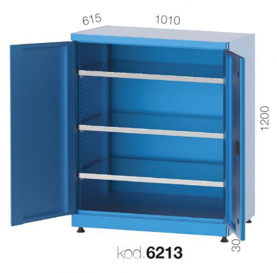 6213 - 3 SABİT RAFLI MALZEME DOLABI,ENDÜSTRİYEL DOLAPLAR,Yükseklik 1200 mm Kapılı Dolaplar