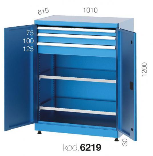 6219 - 3 ÇEKMECELİ VE 3 RAFLI KAPILI DOLAP,ENDÜSTRİYEL DOLAPLAR,Yükseklik 1200 mm Kapılı Dolaplar