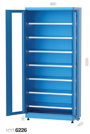 6226 - 7 RAFLI, PLEKSİ KAPILI MALZEME DOLABI,MALZEME DOLAPLARI,920X450 mm Kapılı Dolaplar