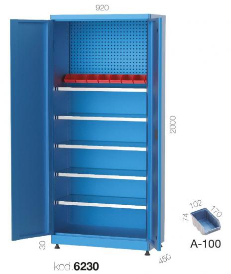 6230 - 5 RAFLI ASKI SACLI AVADANLIK KUTULU MALZEME DOLABI,MALZEME DOLAPLARI,920X450 mm Kapılı Dolaplar