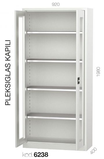 6238 -  5 RAFLI ŞEFFAF PLEKSİ KAPILI DOSYA DOLABI,MALZEME DOLAPLARI,Ofis Dolapları