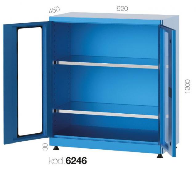 6246 - 2 RAFLI, PLEKSİ KAPILI KISA MALZEME DOLABI,MALZEME DOLAPLARI,920X450 mm Kapılı Dolaplar