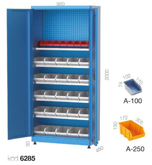 6285 - 5 RAFLI, ASKI SACLI, AVADANLIK KUTULU MALZEME DOLABI,MALZEME DOLAPLARI,920X450 mm Kapılı Dolaplar