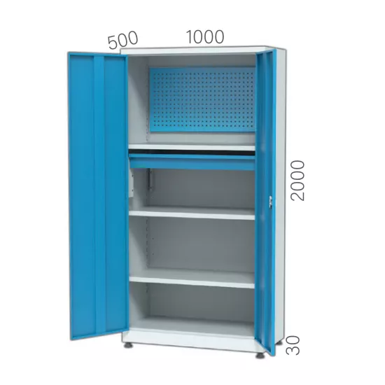 6331 -  3 RAFLI, TEK ÇEKMECELİ ASKI PANOLU MALZEME DOLABI