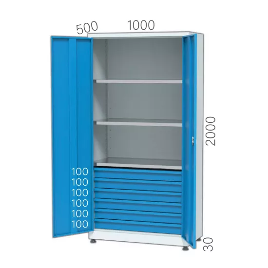 6341 -  3 RAFLI, 6 ÇEKMECELİ MALZEME DOLABI