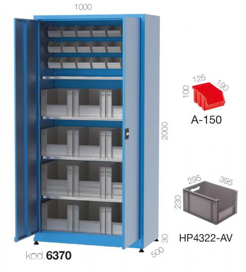 6370 -  4 RAFLI, AVADANLIK KUTULU MAZELEME DOLABI,MALZEME DOLAPLARI,1000X500 mm Kapılı Dolaplar