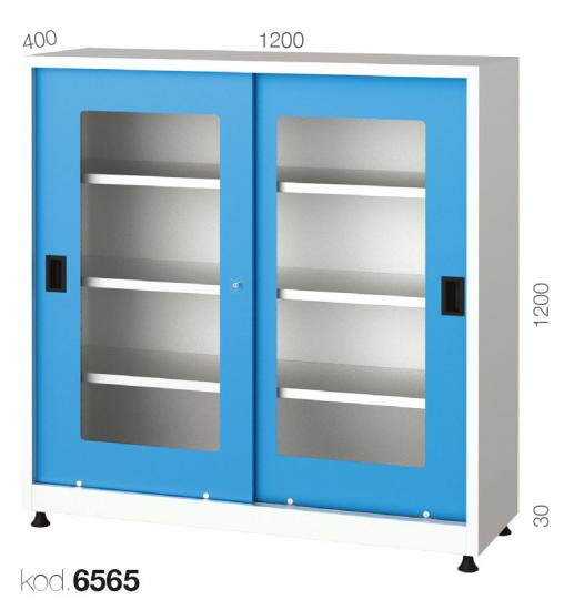 6565 - 3 RAFLI, PLEKSİ SÜRGÜ KAPILI KISA DOLAP,MALZEME DOLAPLARI,Sürgü Kapılı Malzeme Dolapları