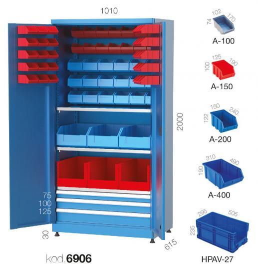6906 - ÇOK AMAÇLI, 3 ÇEKMECELİ 3 KASALI, 65 KUTULU DOLAP,ENDÜSTRİYEL DOLAPLAR,Yükseklik 2000 mm Kapılı Dolaplar