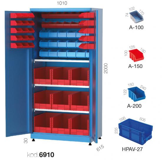6910 - ÇOK AMAÇLI, 9 KASALI, 71 KUTULU DOLAP,ENDÜSTRİYEL DOLAPLAR,Yükseklik 2000 mm Kapılı Dolaplar
