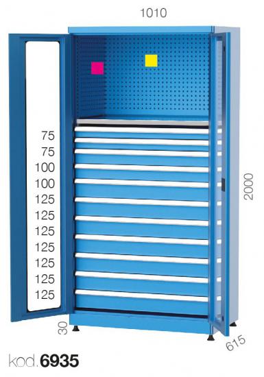 6935 - ASKI PANOLU 11 ÇEKMECELİ PLEKSİ KAPILI DOLAP,ENDÜSTRİYEL DOLAPLAR,Yükseklik 2000 mm Kapılı Dolaplar