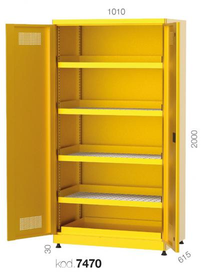 7470 - 4 IZGARA RAFLI KİMYASAL MADDE SAKLAMA DOLABI,ENDÜSTRİYEL DOLAPLAR,Kimyasal Malzeme Dolabı